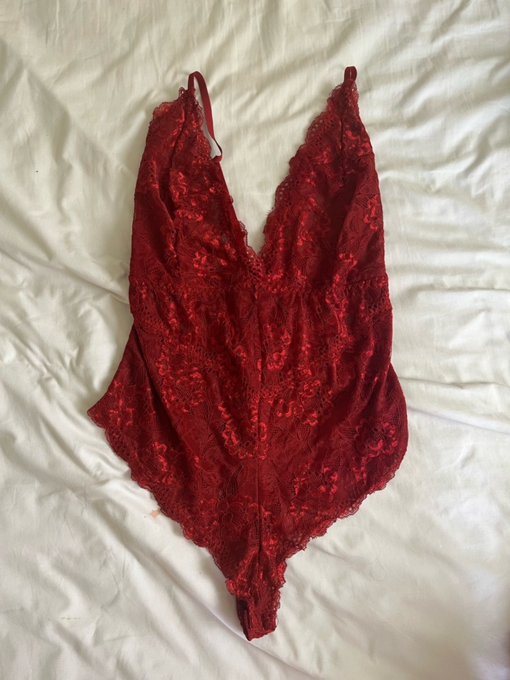 Red lace teddy bodysuit large